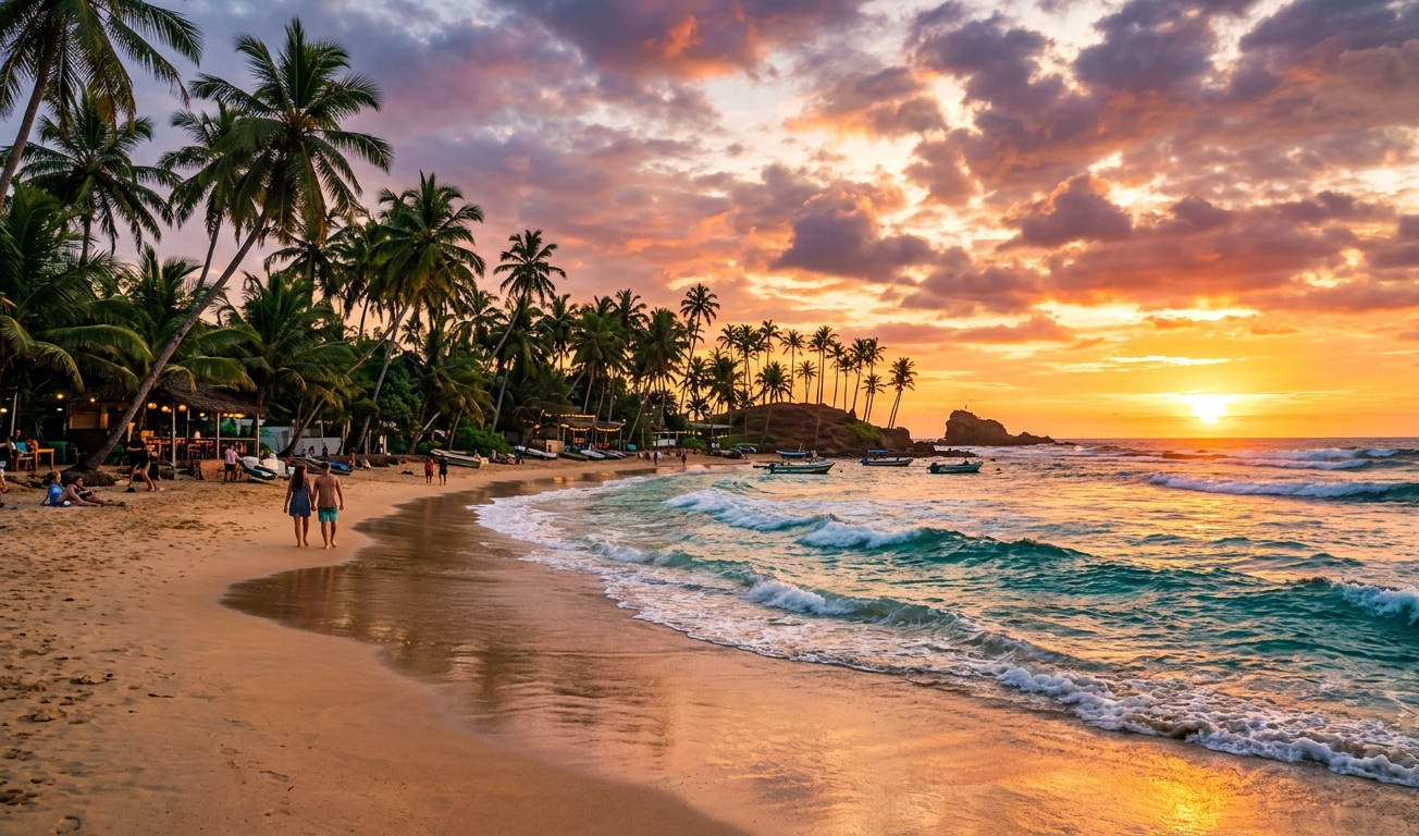 Mirissa beach coastline in Sri Lanka
